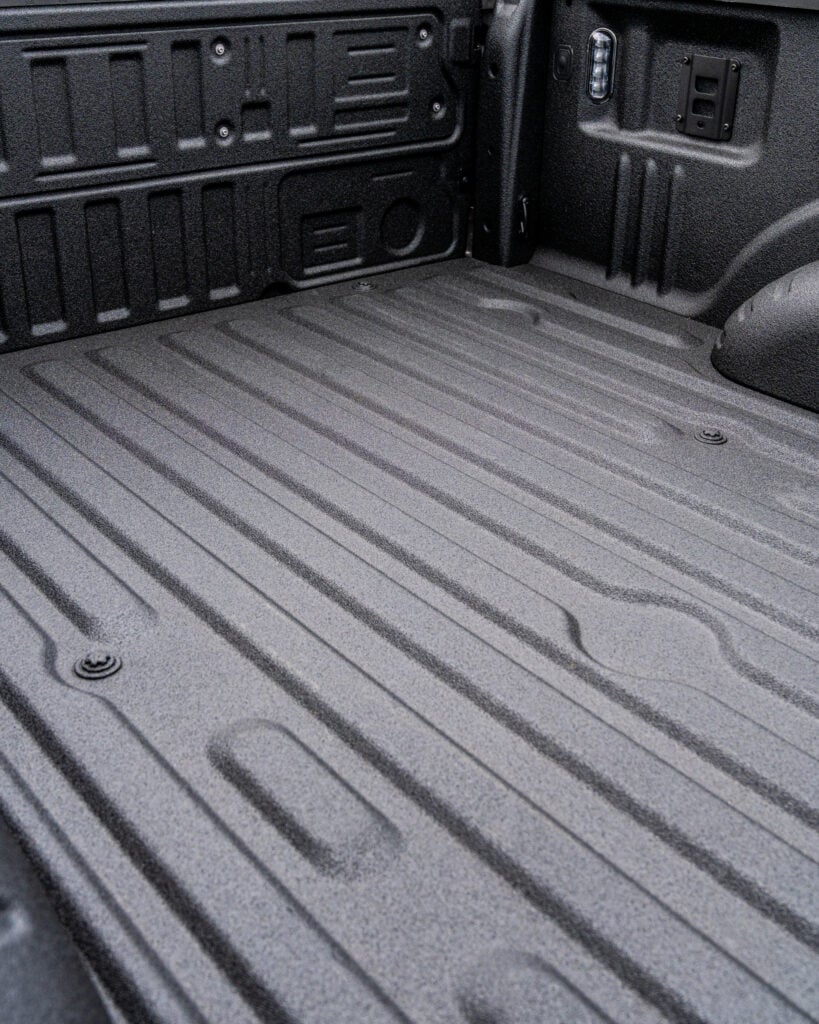 Spray-on bed liner applied to a truck bed by Patriot Liner