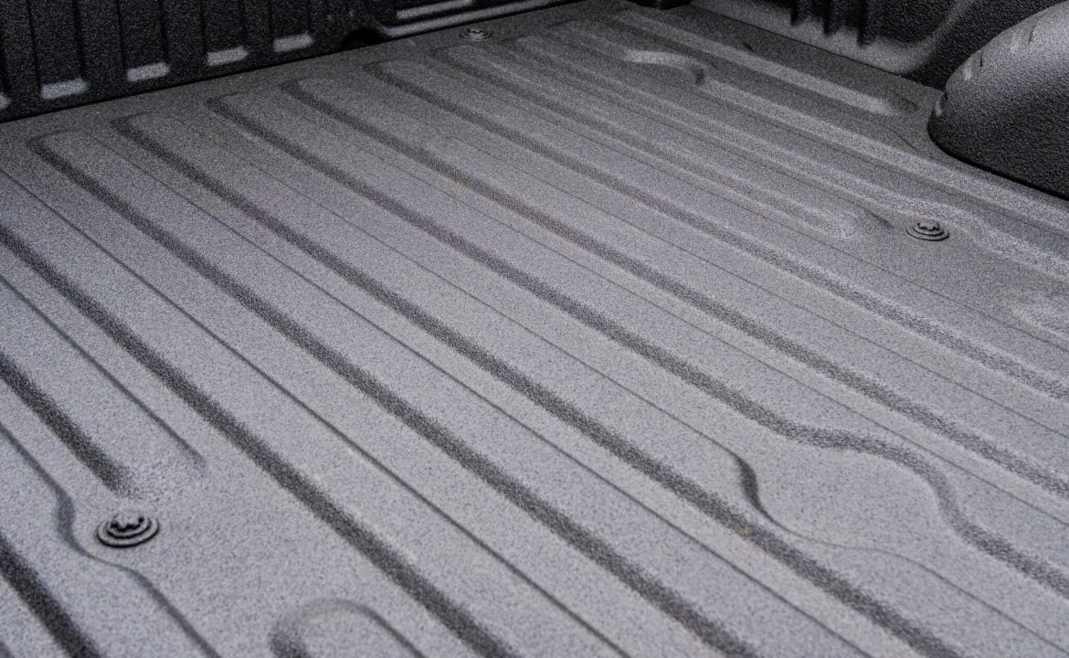 Spray-on bed liner applied to a truck bed by Patriot Liner
